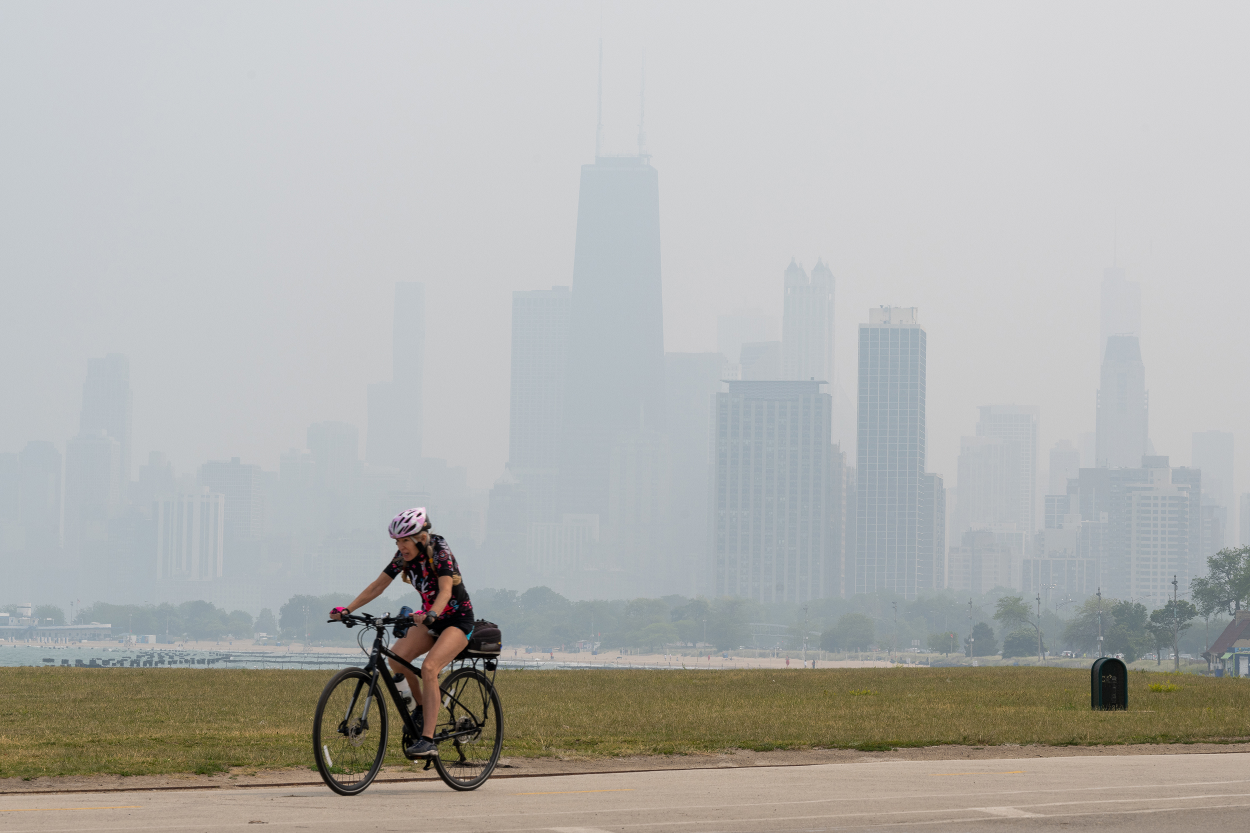 The same weather system that sparked Canadian wildfires and left Chicago in a haze last year also had an impact on the amount of wind power generated in Illinois. Credit: Tyler Pasciak LaRiviere/Sun-Times