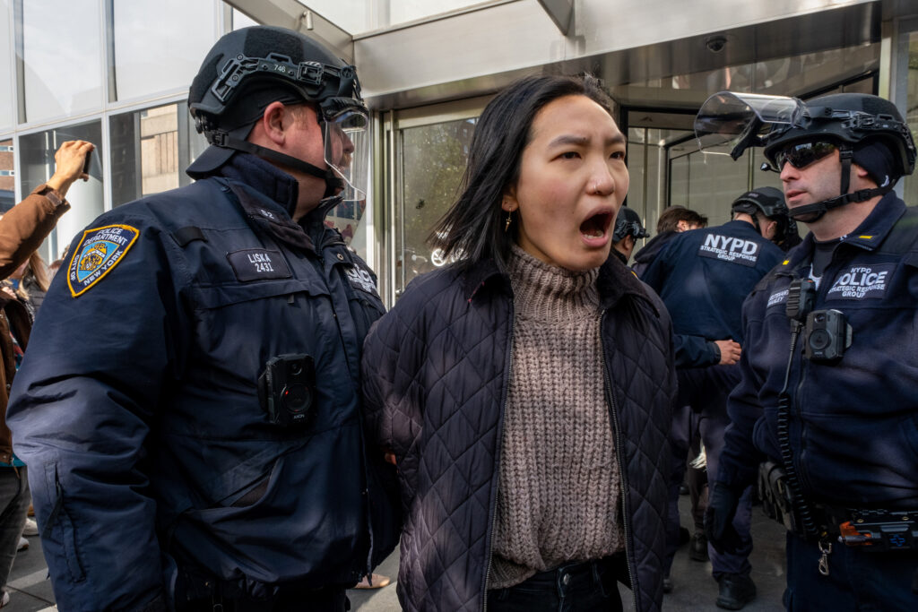 Alice Hu, a climate campaigner with New York Communities for Change, was among the 20 activists arrested on Thursday. Credit: Keerti Gopal/Inside Climate News